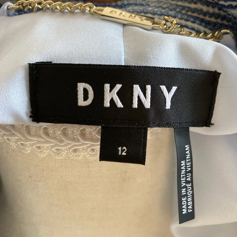 DKNY Navy and White Textured Blazer - Picture 3 of 6
